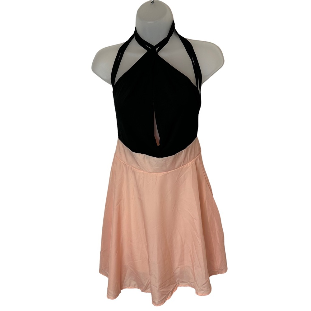 Baluoke Dress Womens A Line Backless Strappy Stretch Lined Zip Up Pink Large NWT